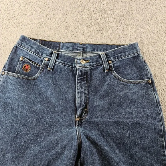 Wrangler Jeans Womens 14 Blue Denim High Rise Straight Leg Western Cowgirl - Picture 2 of 16